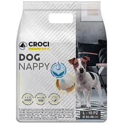 Супервпитывающие подгузники для собак Croci Dog Nappy с эластичной лентой L вес 6-10 кг 34-48 см 10 шт.