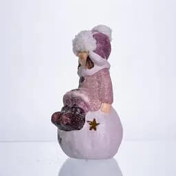 Новорічна фігурка з підсвіткою Дівчинка на сніговій кулі з фарфору 7×7×16 см Yiwu CR-5-7 - мініатюра 3
