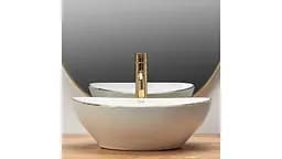 Умивальник Rea Sofia 41x34,5 gold edge (REA-U3287), Матова - мініатюра 5