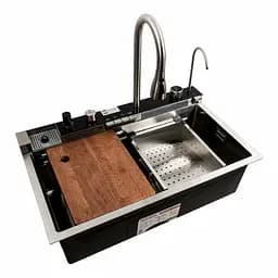 Кухонна мийка 75x45М сатин Platinum Handmade Водоспад, Satin