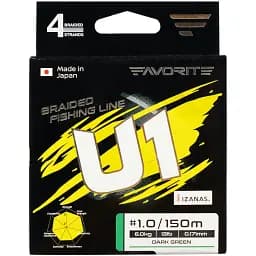 Шнур Favorite U1 PE 4x 150 м (dark green) 0.3/0.094 мм 4 lb/1.8 кг - мініатюра 2