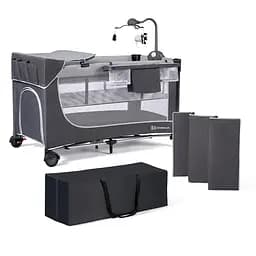 Ліжко-манеж з пеленатором Kinderkraft Leody Grey (KCLEOD00GRY00AC)