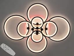 Світлодіодна люстра з пультом, диммером, підсвіткою, 175W, чорна