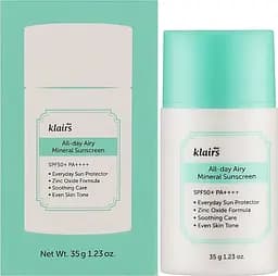 М’який мінеральний сонцезахисний крем Klairs All-day Airy Mineral Sunscreen 35 г - мініатюра 2