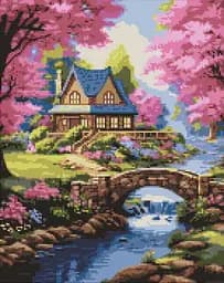 Набір з алмазною мозаїкою Будиночок у квітах AMO7950, 40x50 см