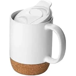 Керамічний кавовий кухоль OldBro White 400 мл з ізольованим корковим дном і кришкою