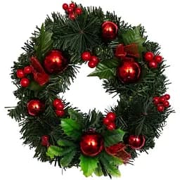 Вінок різдвяний Devilon червоний декор 25 см зелений (471010)