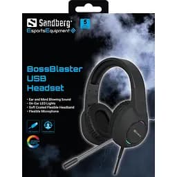 Ігрова гарнітура Sandberg BossBlaster, USB, кабель 2м, RGB, чорна - мініатюра 5