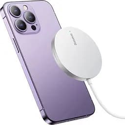 Бездротовий зарядний пристрій Baseus Simple Mini3 Magnetic Wireless Charger 15W Silver (CCJJ040012) [90318] - мініатюра 4