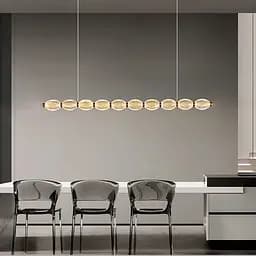 Led люстра з прозорими рельєфними кульками у латунному видовженому корпусі 100 см | Line F | Арт. MJ343-1000L