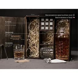 Подарунковий набір віскі Whiskey Stones з камінням для віскі в дерев'яному пеналі №3 + декантер і 2 склянки + щипці + мішечок - мініатюра 6