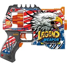 Игрушечный детский пистолет автомат. барабан на батарейках с мягкой. патронами Легенда Оружия (12 шт.) (21х19см)