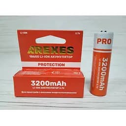 Аккумуляторная батарейка с защитой 1 шт Arexes 18650 Li-Ion 3200 mAh, 3.7V