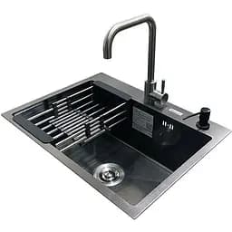 Комплект мийка + змішувач + дозатор Romzha Arta Carbon U-550 Space Gray (B)