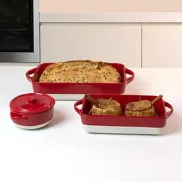Форма для запікання МВМ My Home кругла з кришкою S 14.5х11.5х6.5 см (KP-45 S WHITE/RED) - мініатюра 9