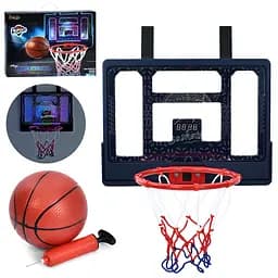 Баскетбольне кільце металеве 25см з електронним табло, пластиковий щит 43х32см, м'яч, сітка, насос MR1540