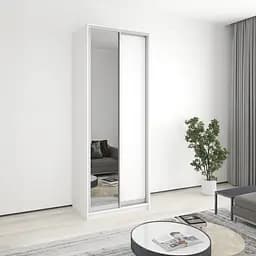 Шкаф-купе двухдверный MebelStar Стандарт AL ДСП/Зеркало 90x60x240 см Аляска белый (MBS-3725)