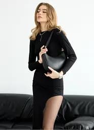Жіноча сумка Sambag Leoma Baguette чорна 25x9x16 см (54100001) - мініатюра 8