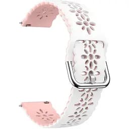 Ремінець для Samsung Galaxy Watch 4 44mm - біло-рожевий ширина кріплення 20мм силікон Watchbands Flower (W35-0WB10289017)
