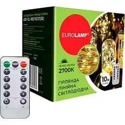 Светодиодная гирлянда линейная Eurolamp Led S2 100 диодов 10 м 3xAA 2700К (LED-GL-100/10/27(S2))