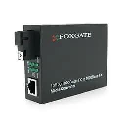 Медіаконвертер FOXGATE EC-Q-1G-1SM-1310nm, 1310 WDM, 1x10/100/1000 Base-Tx, одноволоконний Full/Half duplex, SC 20km (0+70°C), + блок живлення 5V 1A - мініатюра 2