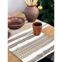 Комплект Рождественский льняной с украинским орнаментом Рандеву-2 Ранер 140х30 см + салфетки 30х40 см 18 шт.