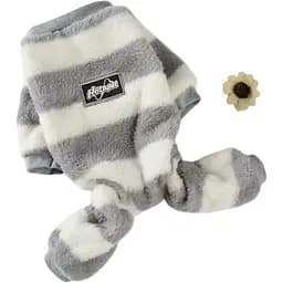 Пижама Ginger для животных L Holapet плюш полоска серо-белая ОГ-45 см Д-35 см