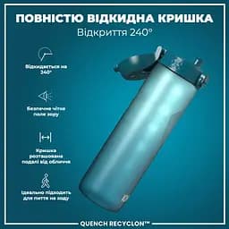 Пляшка для води ION8 1000 мл BPA Free Times To Drink (ЕКО пляшка) Teal &amp; Blue (I8RF1000PTBMOT) - мініатюра 3