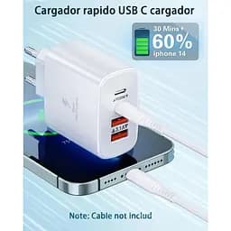 Швидкий зарядний пристрій USB C, 40 Вт 4 порти двопортовий PD+QC - мініатюра 2