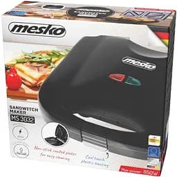 Сендвічниця Mesko MS 3032 850Вт/незмінні пластини/вертикальне зберігання/чорна (MS3032)