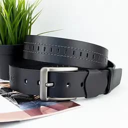 Ремень мужской кожаный SF-453 (135 см) широкий черный