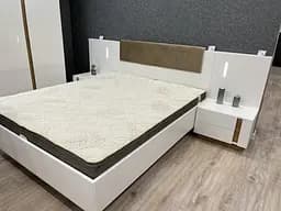 Ліжко (каркас) Perfect Home Арко / Arco 160 з м'яким ізголів'ям двоспальне Білий глянець/дуб грандсон (PFH-091045) - мініатюра 5