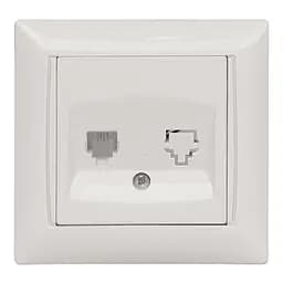 Розетка телеф. встр. закал.кером. Primera белая 3010 (LUXEL) (уп. 10 шт.)**