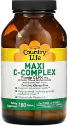 Вітаміни та мінерали Country Life Maxi C-Complex, 180 таблеток