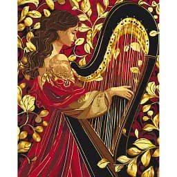 Картина по номерам Brushme Мелодия золотой арфы с красками металлик 40x50 см