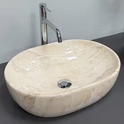 Умивальник VBI Modena S beige stone glossy накладний VBI-012007, Мрамор - мініатюра 2