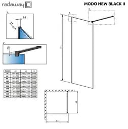 Душова перегородка Radaway Modo New Black II 70 см профіль чорний 389074-54-01 - мініатюра 3
