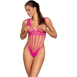 Сетчатый бодистокинг с продольными вырезами Obsessive B121 teddy розовый S/M/L