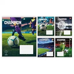 Зошити учнівські 12 аркушів клітинка Yes Champion, 25 шт. в упаковці