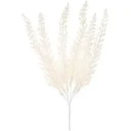 Искусственная ветка папоротника 29 см Флористический материал для декора с глитером Белый