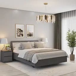 Кровать двуспальная MebelStar Бьянка 160x200 см Антрацит/Аляска серый (MBS-1437)