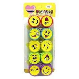 Набор штампиков Смайлики, 25 мм, 10 шт., в блистере, 1019-S (в ассортименте)