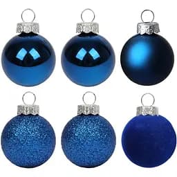 Набір новорічних куль Yes! Fun пластик 8 см 6 шт. синій (975122)