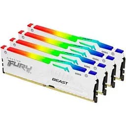 Модуль пам'яті для комп'ютера DDR5 128GB (4x32GB) 5600 MHz FURY Beast RGB White Kingston Fury (ex.HyperX) (KF556C40BWAK4-128) - мініатюра 2