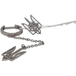 Срібні асиметричні сережки Ірій Тризуб. 40024.1