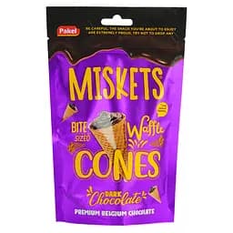 Міні-ріжки вафельні Miskets з чорним шоколадом 70 г
