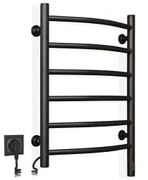 Електрична рушникосушка Navin Камелія 480x600 Sensor ліва з таймером, чорний муар 12-228053-3680, Чорний матовий, Ліве, Електронний