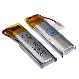 Акумулятор 501240P універсальний з контролером, 5 х 12 х 44 мм (200 mAh)/ для кейсів навушників, bluetooth гарнітур, MP3 плеєрів - мініатюра 2