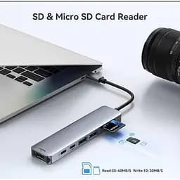 Багатопортовий активний USB Hub Hoco розгалужувач адаптер перехідник 8 в 1 Usb-концентратор для ноутбука і Macbook - мініатюра 6