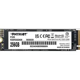 SSD диск Patriot P320 256GB M.2 2280 PCIe Gen 3.0 x4 NVMe TLC (P320P256GM28)